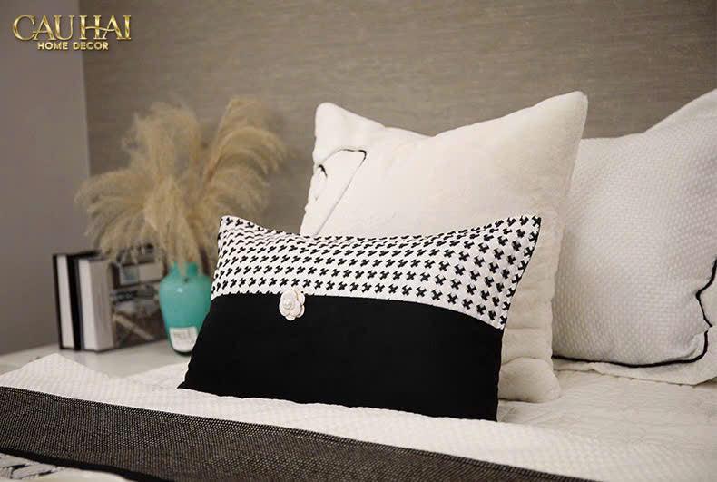 Gối Velvet Tweed Camélia Mystique 30X50-VỎ GỐI-CẬU HAI HOME DECOR