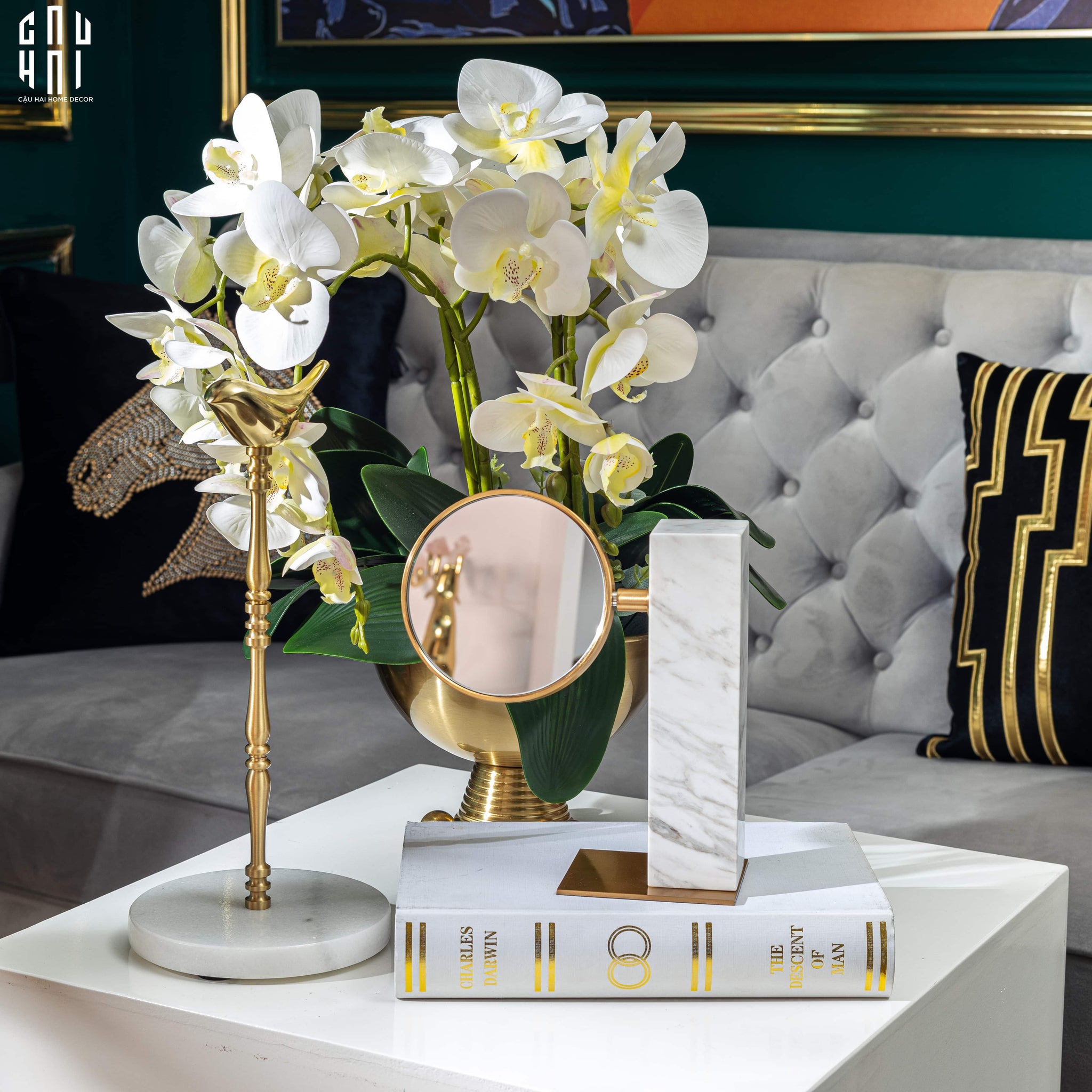Gương Trang Điểm Để Bàn Marble Golden Mirror Ss22-GƯƠNG TRANG ĐIỂM-CẬU HAI HOME DECOR