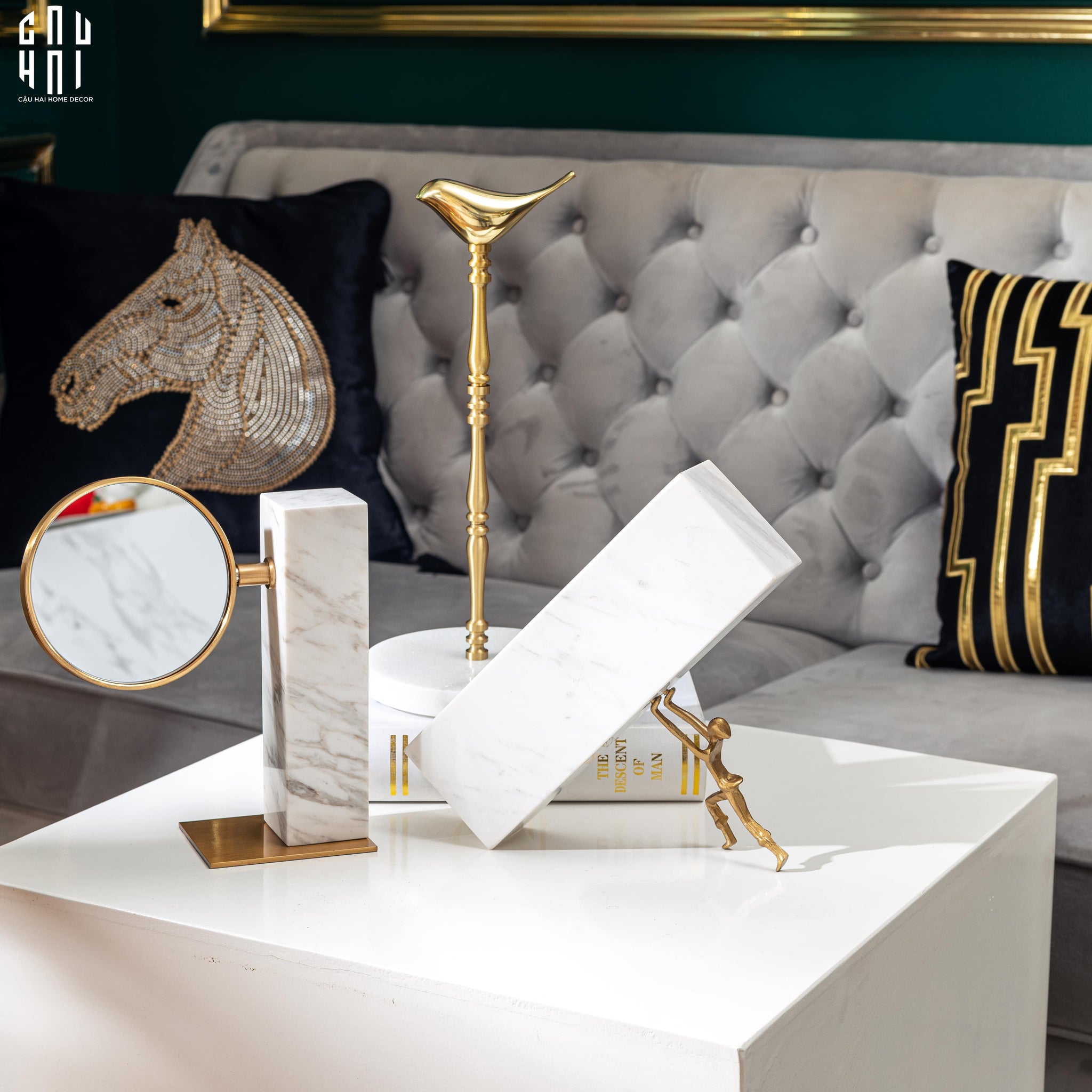 Gương Trang Điểm Để Bàn Marble Golden Mirror Ss22-GƯƠNG TRANG ĐIỂM-CẬU HAI HOME DECOR