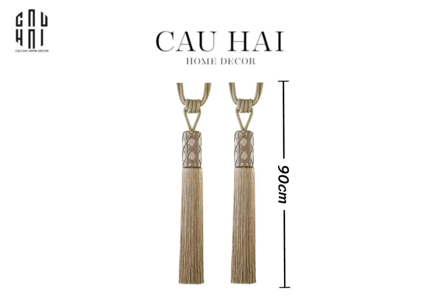 Haute Folie - Cột Màn Đôi Cannage Beige Tassel Curtain Tieback 90Cm - CẬU HAI HOME DECOR