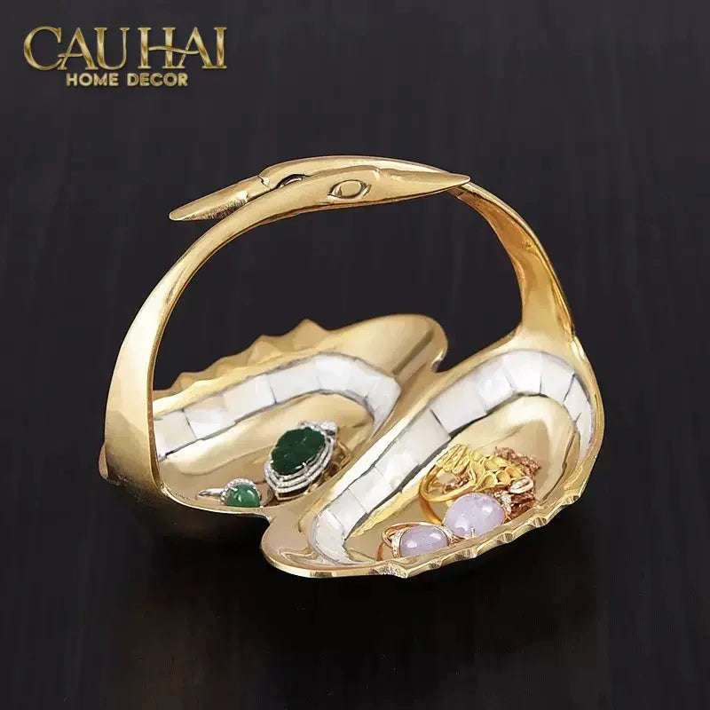 Haute Folie - Đĩa Trang Sức Đồng Khảm Xà Cừ Cygne Nacre Pearl Iridescent-CẬU HAI HOME DECOR