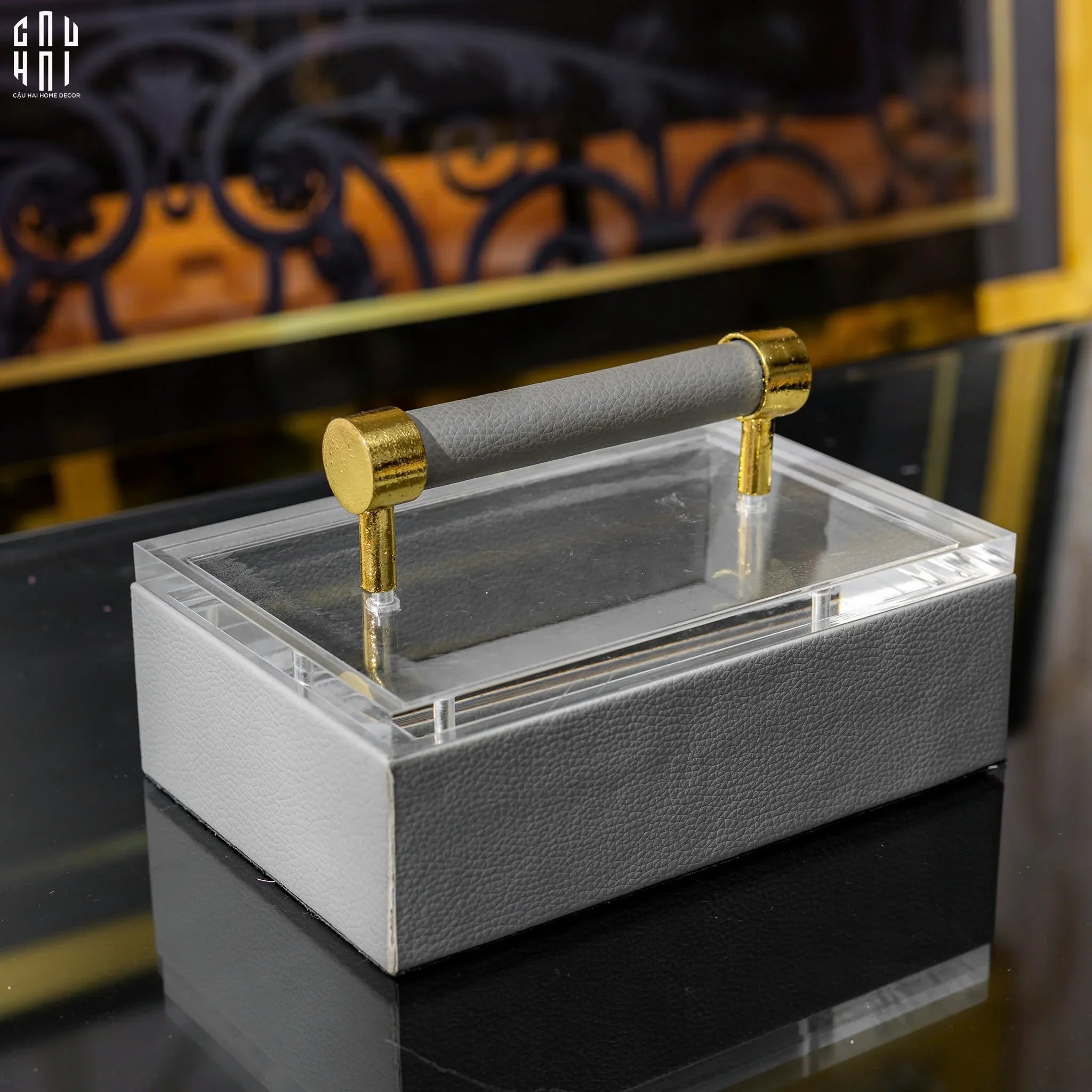 Haute Folie - Hộp Da Đa Năng Đựng Phụ Kiện - Gray Glamour 12x18-HỘP TRANG SỨC-CẬU HAI HOME DECOR