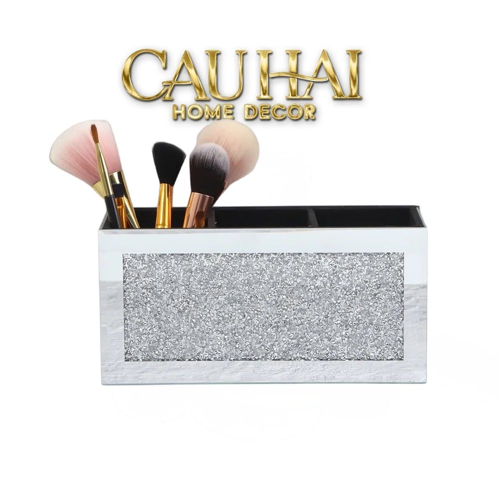 Haute Folie - Hộp Đựng Cọ 3 Ngăn Starlight Mirrored Argenté Bling Bling-GƯƠNG TRANG ĐIỂM-Đối tác tại Trung Quốc theo từng đơn đặt hàng-CẬU HAI HOME DECOR