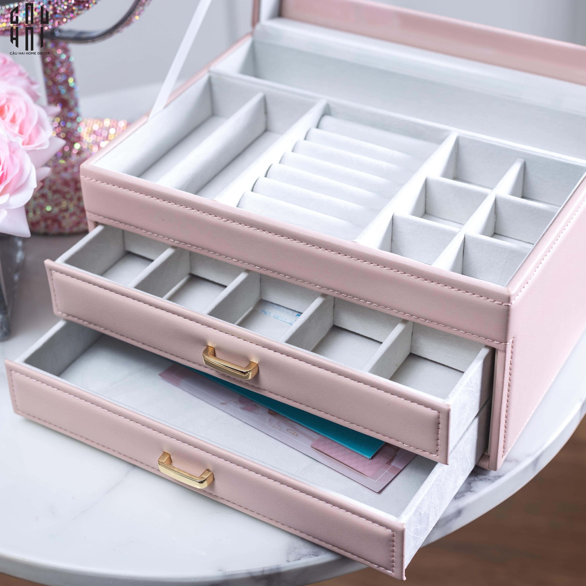Haute Folie - Hộp Đựng Trang Sức Amber - Amber Leather Jewelry Box Ss25-HỘP TRANG SỨC-CẬU HAI HOME DECOR