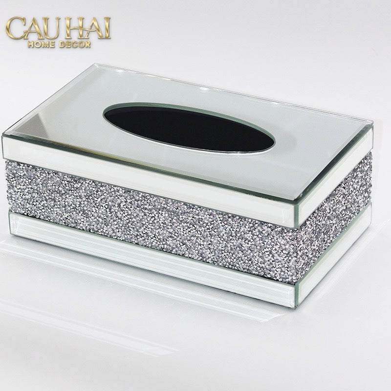 Haute Folie - Hộp Giấy Chữ Nhật Viền Gương Cắt Cạnh — Starlight Mirrored Tissue Box-CẬU HAI HOME DECOR-CẬU HAI HOME DECOR