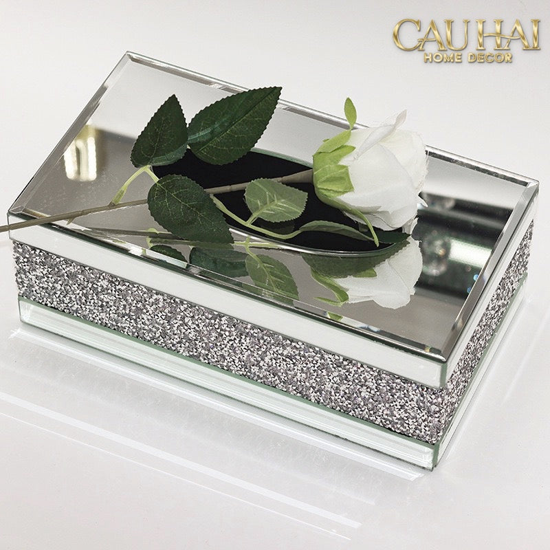 Haute Folie - Hộp Giấy Chữ Nhật Viền Gương Cắt Cạnh — Starlight Mirrored Tissue Box-CẬU HAI HOME DECOR-CẬU HAI HOME DECOR