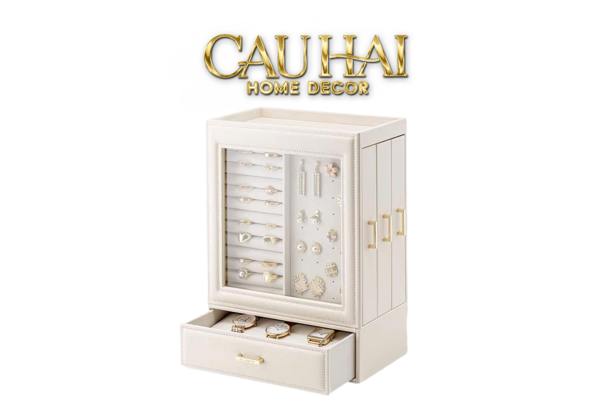 Haute Folie - Hộp Trang Sức Da Pearl Lateral Élegance Jewelry Closet - CẬU HAI HOME DECOR