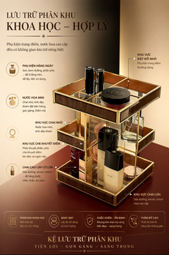 Haute Folie - Kệ 3 Tầng Thuỷ Tinh Xoay 360• Bàn Trang Điểm Élégance Rotating Vanity Organizer 20x20x28.8-CẬU HAI HOME DECOR