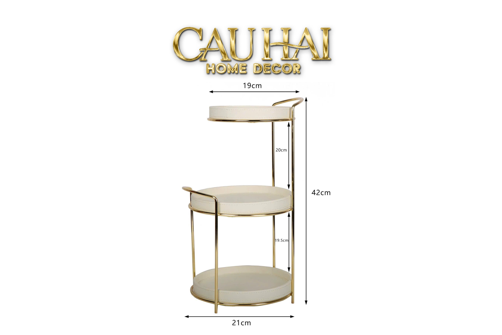 Haute Folie - Kệ Mỹ Phẩm Da 3 Tầng Lux Leather Ivoire Savoir Faire - CẬU HAI HOME DECOR