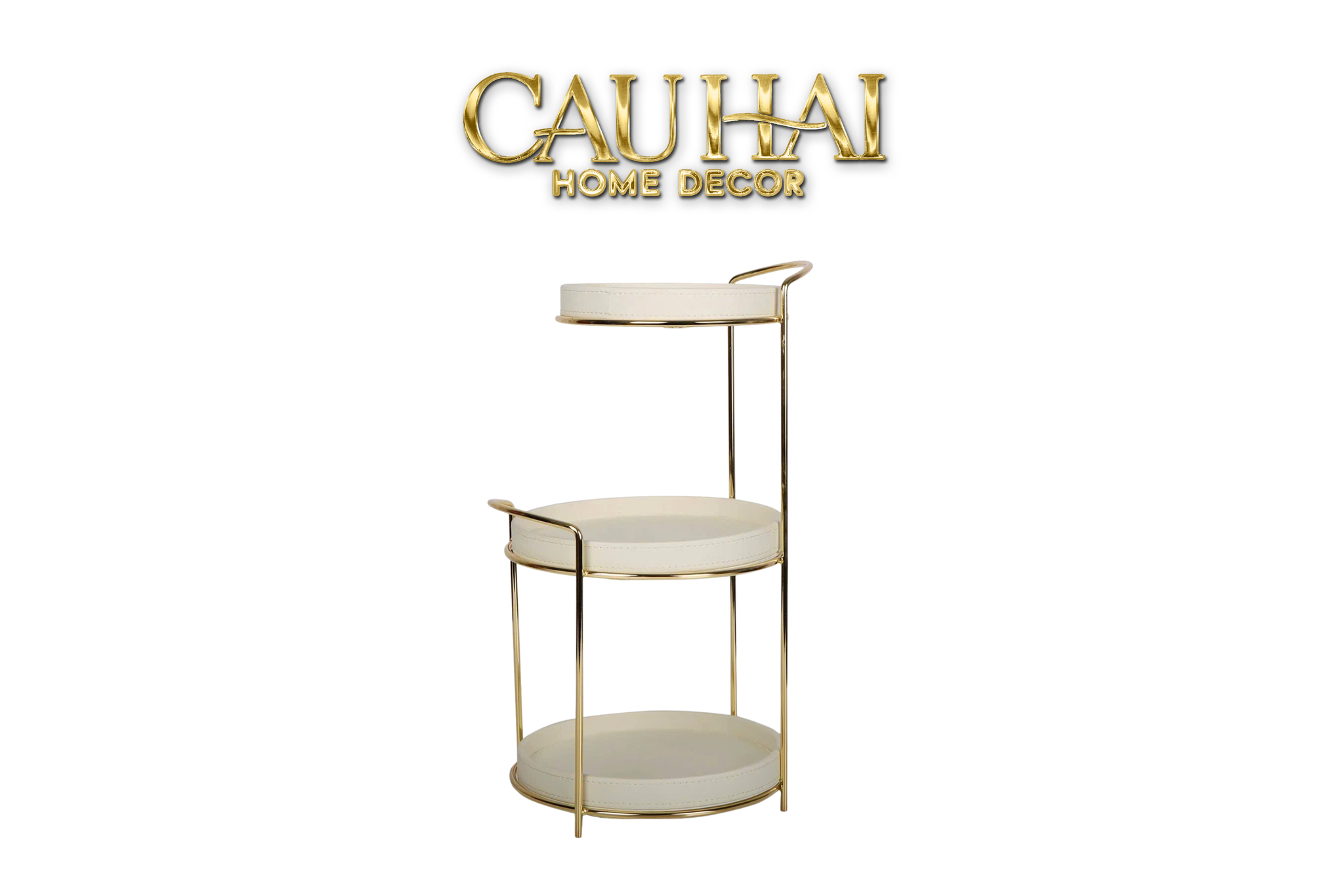 Haute Folie - Kệ Mỹ Phẩm Da 3 Tầng Lux Leather Ivoire Savoir Faire - CẬU HAI HOME DECOR