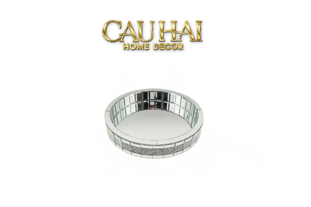 Haute Folie - Khay Gương Tròn Đế Xoay Mirror Argenté D30-KHAY TRANG TRÍ-CẬU HAI HOME DECOR