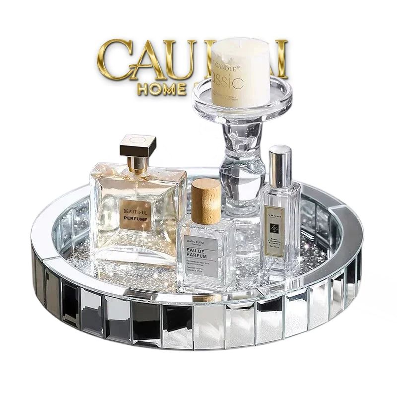 Haute Folie - Khay Gương Tròn Đế Xoay Starlight Mirrored Argenté D30-KHAY TRANG TRÍ-Đối tác tại Trung Quốc theo từng đơn đặt hàng-CẬU HAI HOME DECOR