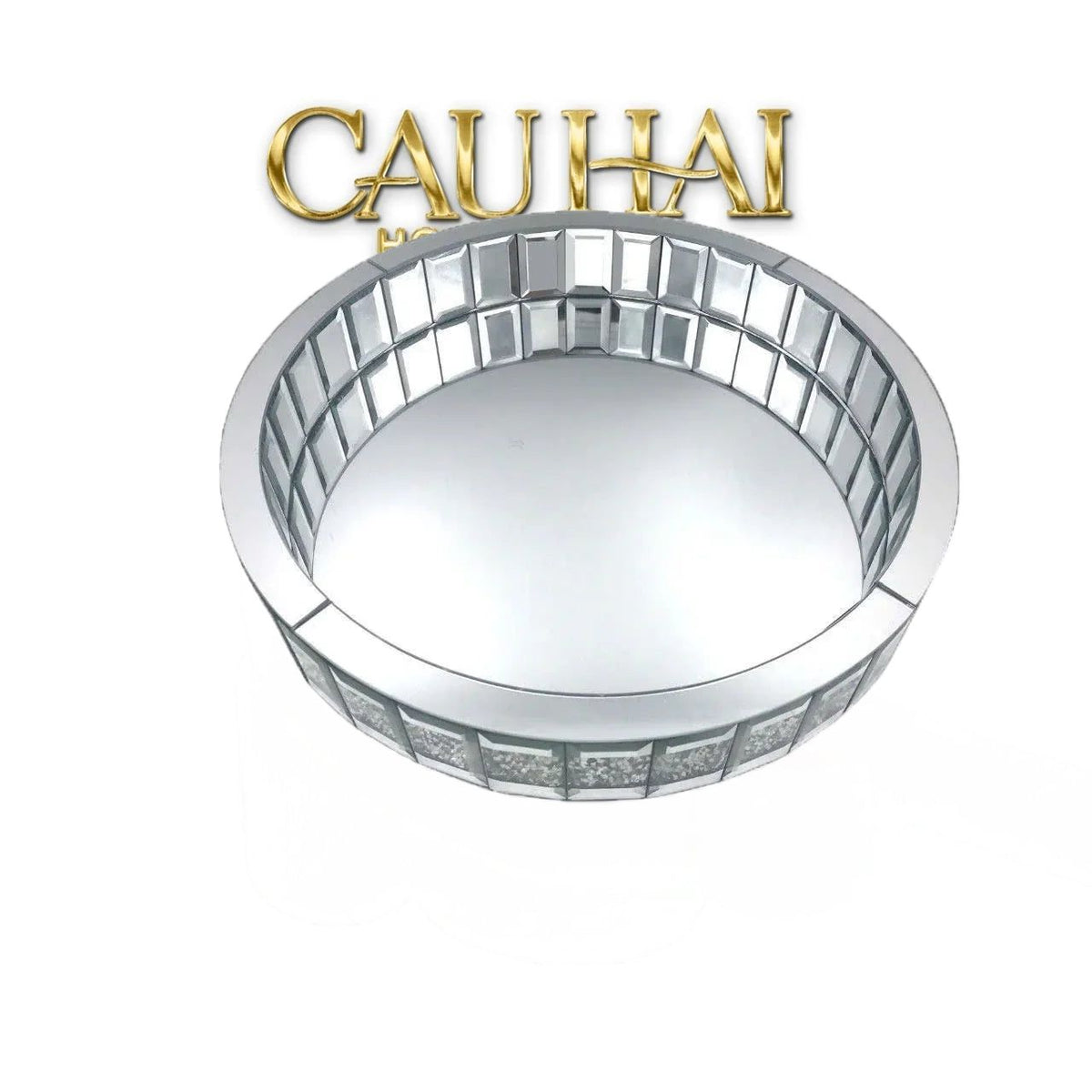 Haute Folie - Khay Gương Tròn Đế Xoay Starlight Mirrored Argenté D30-KHAY TRANG TRÍ-Đối tác tại Trung Quốc theo từng đơn đặt hàng-CẬU HAI HOME DECOR