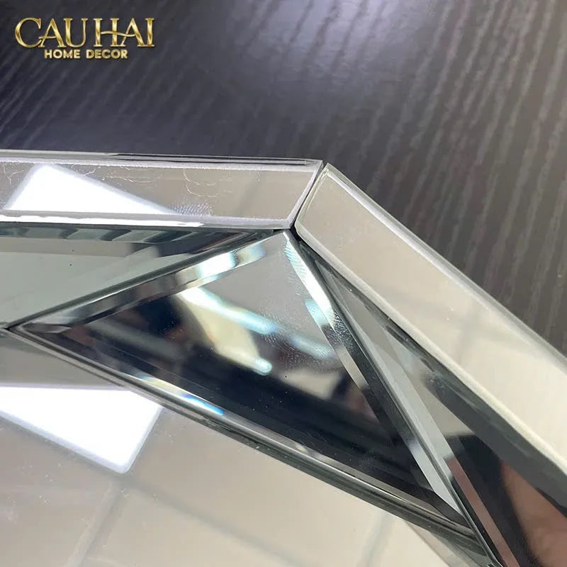 Haute Folie - Khay Gương Tròn Diamond Facetté Platinum Éclat Decoratives Trays D34-CẬU HAI HOME DECOR