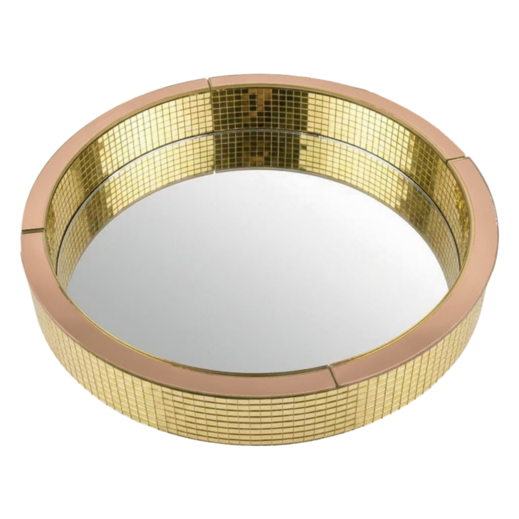 Haute Folie - Khay Gương Tròn Mosaic Gold Viền Rosé D28 - Cậu Hai Home Decor