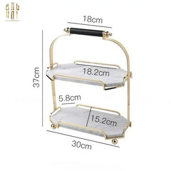 Haute Folie - Khay Kệ Bàn Trang Điểm 2 Tầng Đá Marble Trắng - Manor Tiered Organizers 30x37-CẬU HAI HOME DECOR