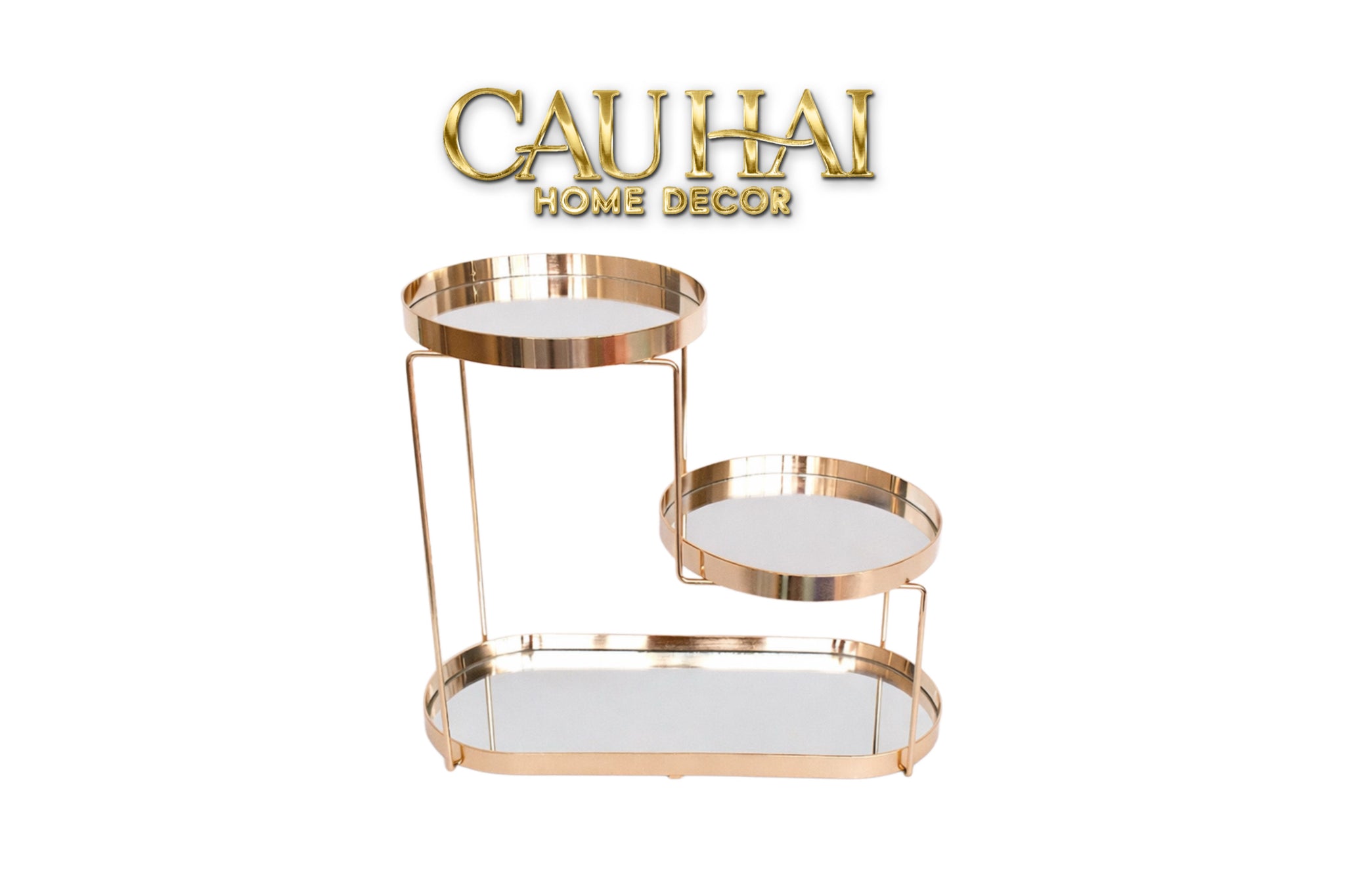 Haute Folie - Khay Kệ Gương Tròn 2 Tầng Bàn Trang Điểm - New Oracle Beauty Mirror Tray-CẬU HAI HOME DECOR
