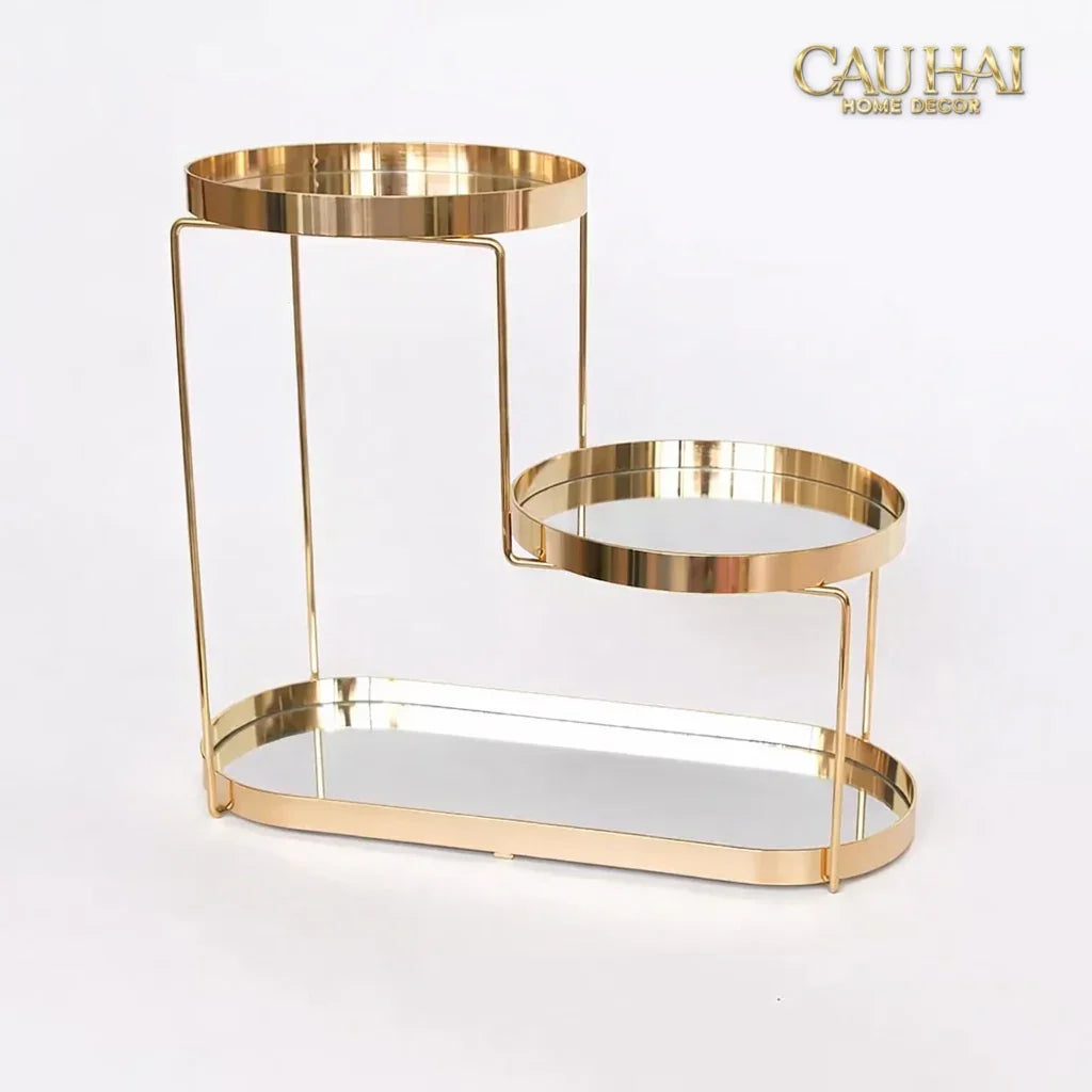 Haute Folie - Khay Kệ Gương Tròn 2 Tầng Bàn Trang Điểm - New Oracle Beauty Mirror Trays-CẬU HAI HOME DECOR