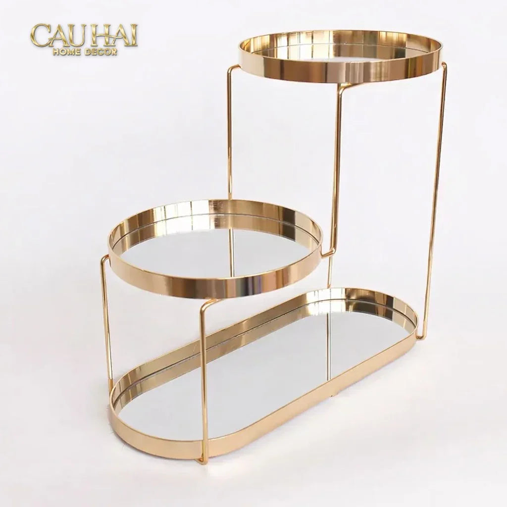 Haute Folie - Khay Kệ Gương Tròn 2 Tầng Bàn Trang Điểm - New Oracle Beauty Mirror Trays-KHAY TRANG TRÍ-CẬU HAI HOME DECOR