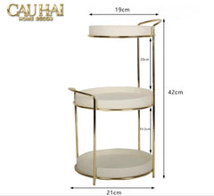Haute Folie - Khay Kệ Mỹ Phẩm Da 3 Tầng Lux Leather Ivoire Beauty Vanity 21x42-KHAY TRANG TRÍ-CẬU HAI HOME DECOR