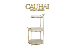 Haute Folie - Khay Kệ Mỹ Phẩm Da 3 Tầng Lux Leather Ivoire Beauty Vanity 21x42-KHAY TRANG TRÍ-CẬU HAI HOME DECOR