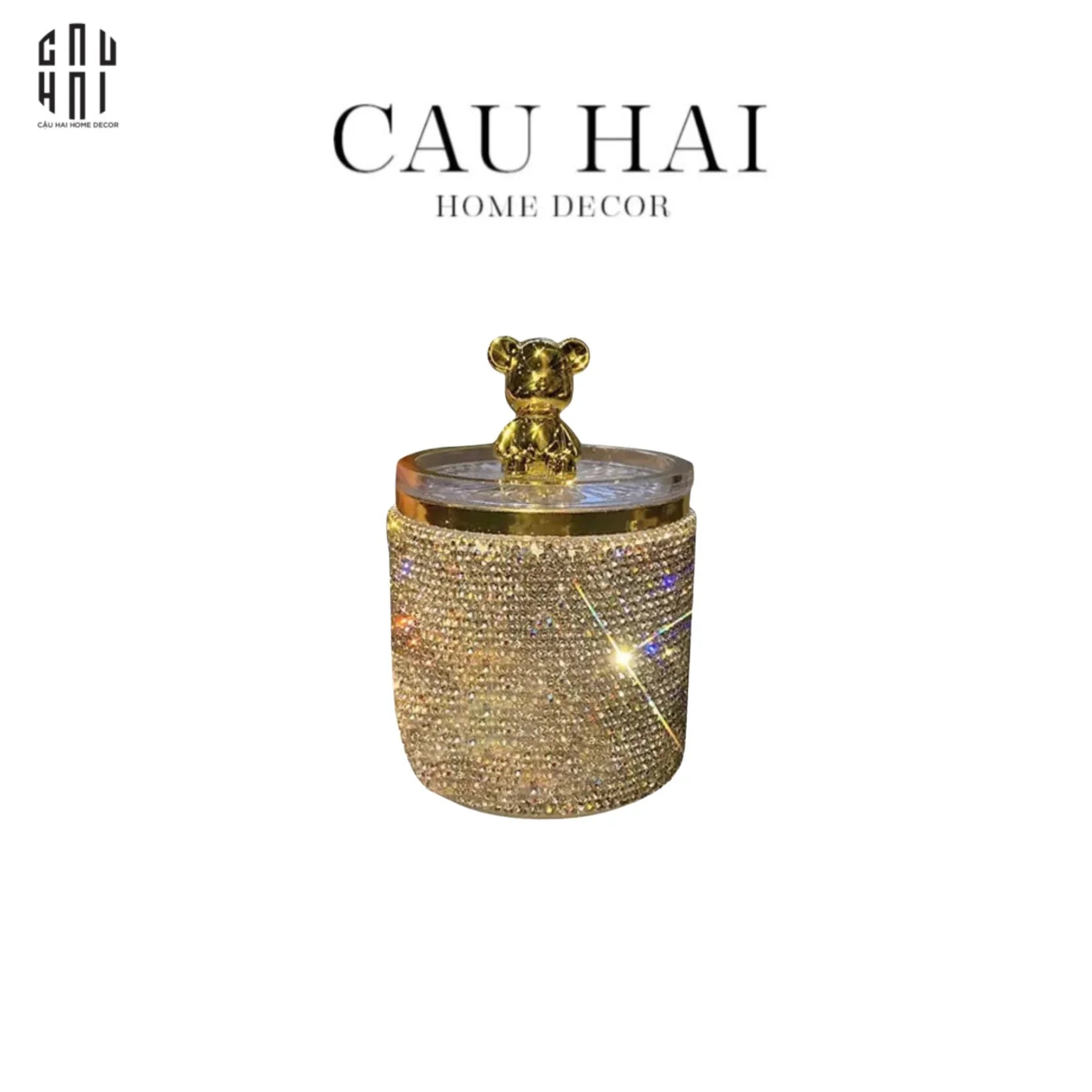 Haute Folie - Lọ Tăm Bông Bear Diamond Bling Bling-CẬU HAI HOME DECOR