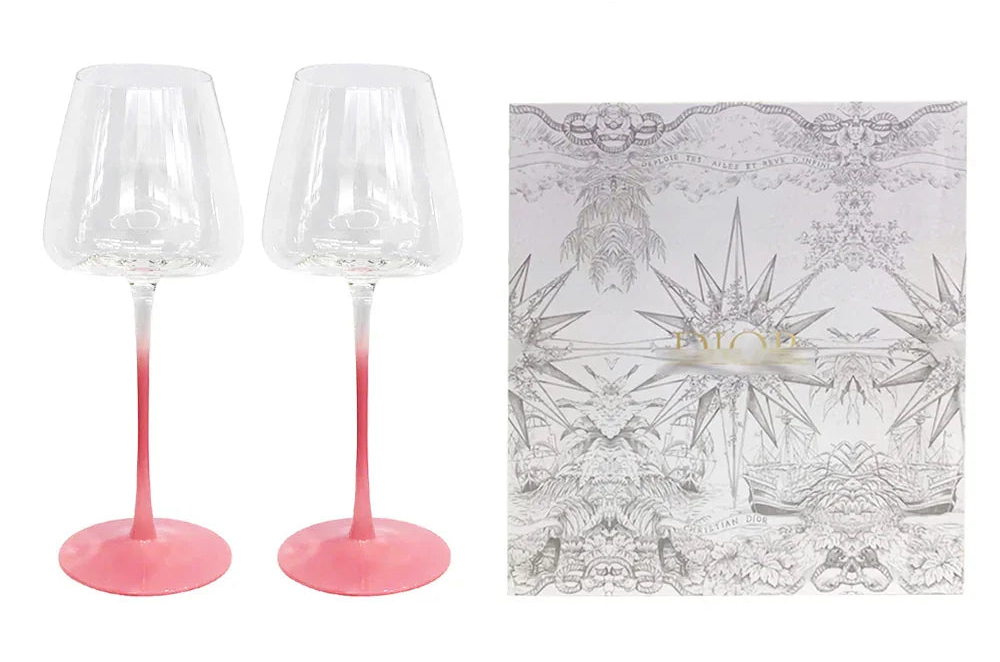 Maison Couture - Set 2 Ly  Vang Màu Hồng Candy Jolie - Red Wine Glasses Set 2pcs