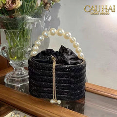 Haute Folie - Túi Handbag Full Kim Cương Đen- Perle Savoir Aterlier Diamond Pavé Haute Décor Object-TÚI XÁCH & VÍ TRANG TRÍ-CẬU HAI HOME DECOR