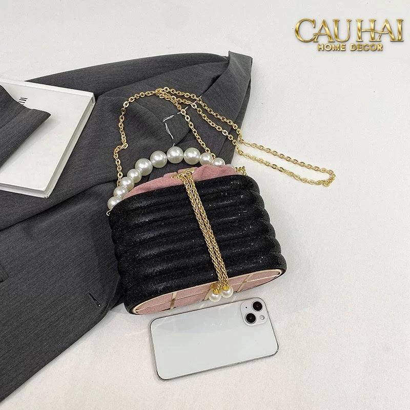 Haute Folie - Túi Handbag Full Kim Cương Đen- Perle Savoir Aterlier Diamond Pavé Haute Décor Object-TÚI XÁCH & VÍ TRANG TRÍ-CẬU HAI HOME DECOR