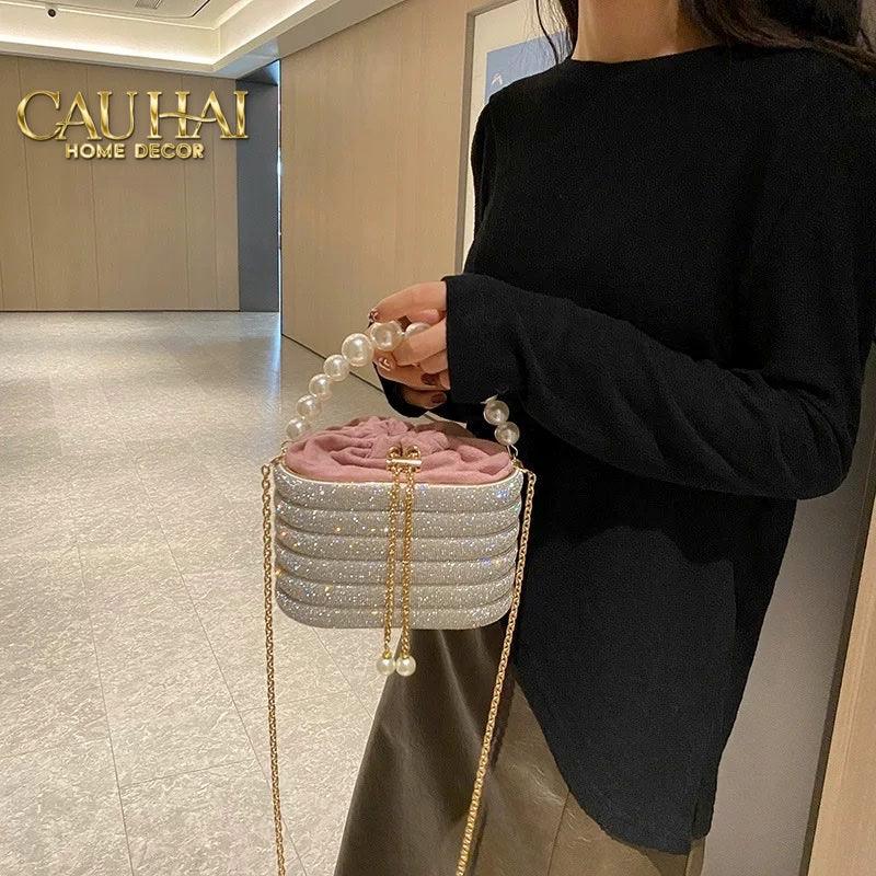 Haute Folie - Túi Handbag Full Kim Cương - Perle Éclat Diamond Pavé Haute Décor Object-TÚI XÁCH & VÍ TRANG TRÍ-Đối tác tại Trung Quốc theo từng đơn đặt hàng-CẬU HAI HOME DECOR