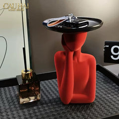 Haute Folie - Tượng Cô Gái Nhung Đỏ Muse de Velours Rouge Coupelle 22x15-TƯỢNG TRANG TRÍ-CẬU HAI HOME DECOR