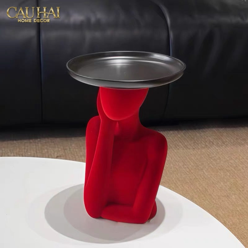 Haute Folie - Tượng Cô Gái Nhung Đỏ Muse de Velours Rouge Coupelle 22x15-TƯỢNG TRANG TRÍ-CẬU HAI HOME DECOR