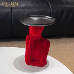 Haute Folie - Tượng Cô Gái Nhung Đỏ Muse de Velours Rouge Coupelle 22x15-TƯỢNG TRANG TRÍ-CẬU HAI HOME DECOR