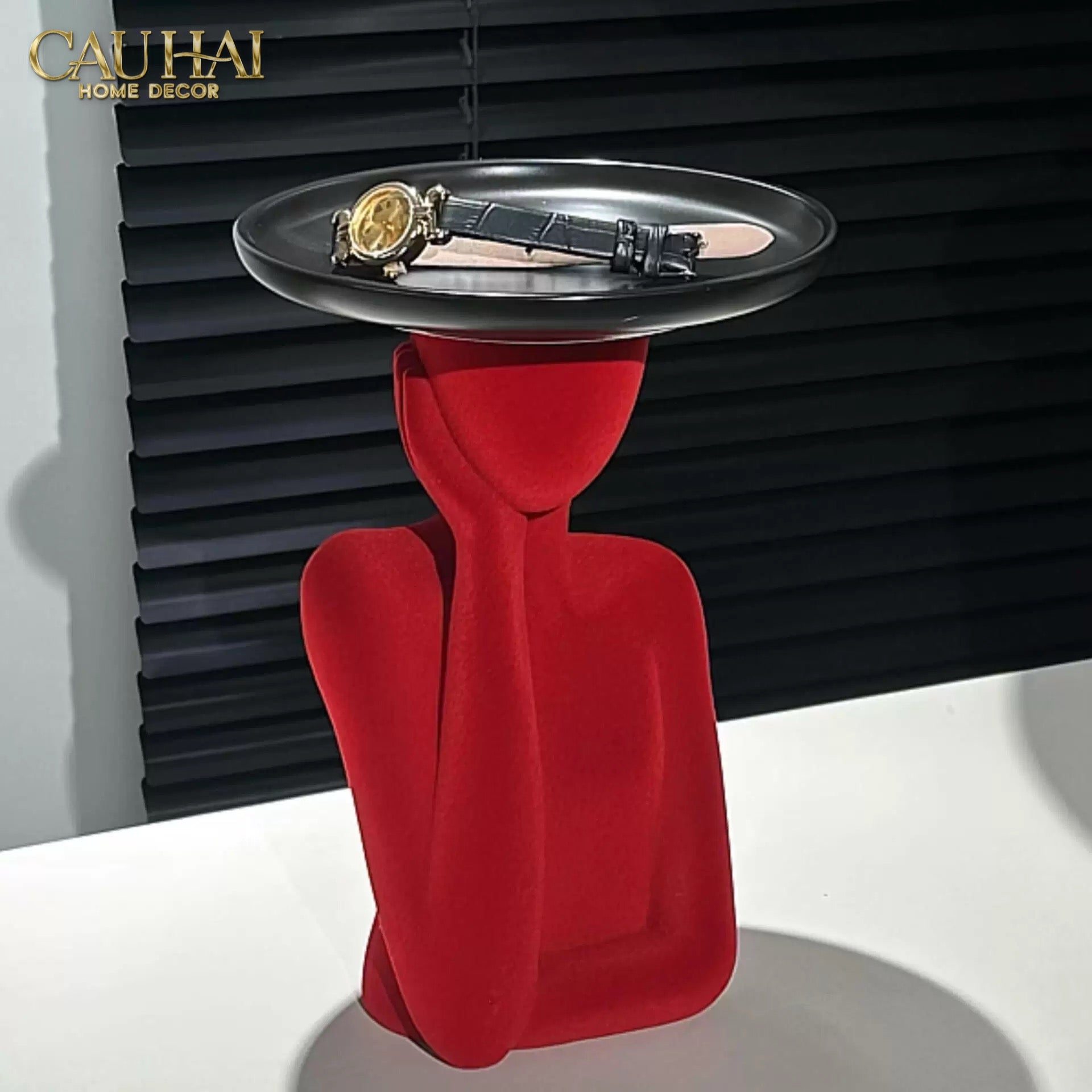 Haute Folie - Tượng Cô Gái Nhung Đỏ Muse de Velours Rouge Coupelle 22x15-TƯỢNG TRANG TRÍ-CẬU HAI HOME DECOR