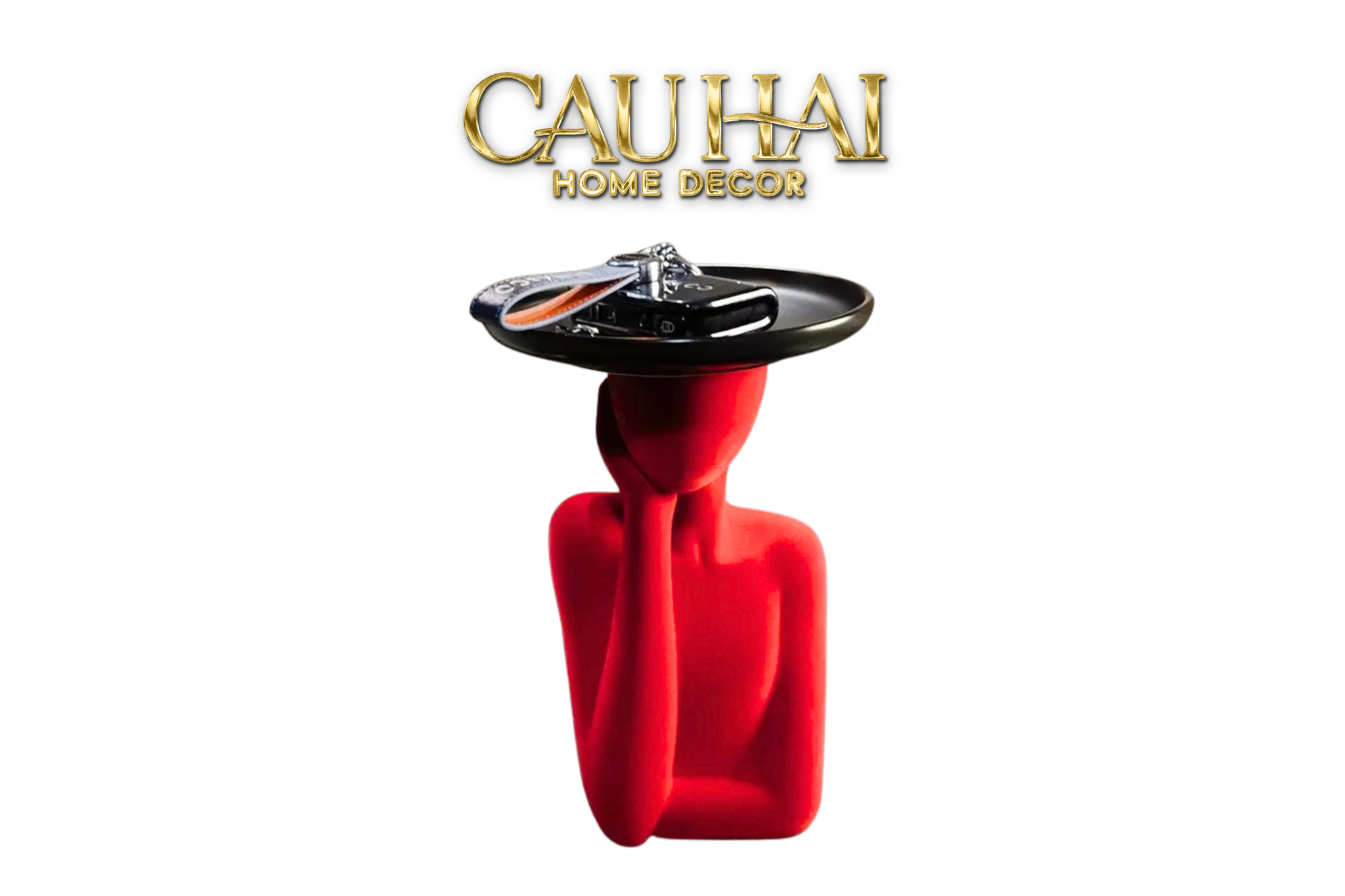 Haute Folie - Tượng Cô Gái Nhung Đỏ Muse de Velours Rouge Coupelle - CẬU HAI HOME DECOR