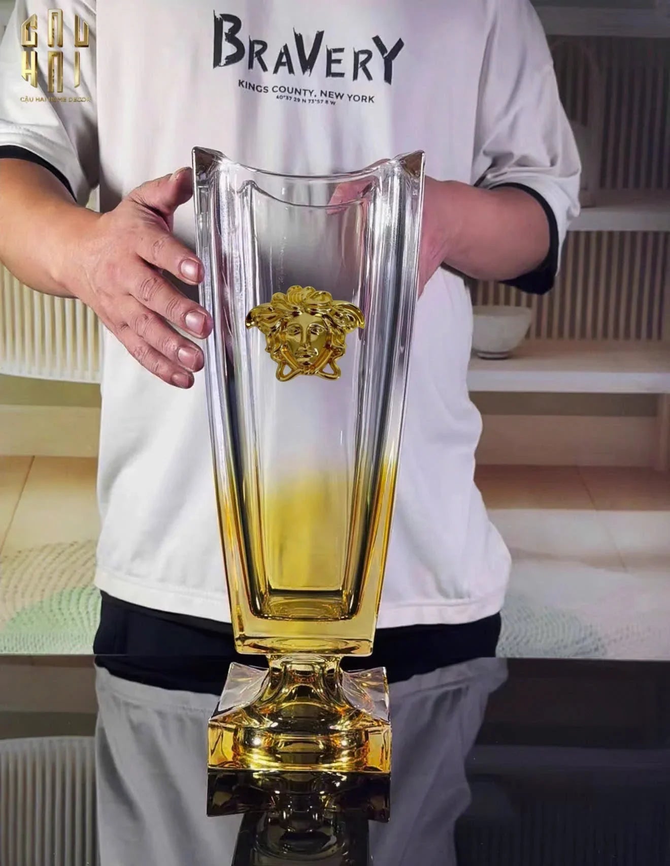 HOME COUTURE - BÌNH HOA CRYSTAL CHAMPAGE MEDUSA H36