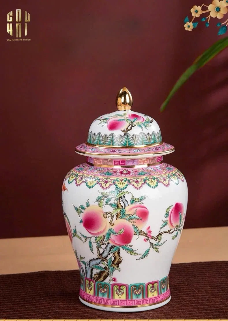 Home Couture - Bình Hoa Porcelain Peach Patterns Ss25 - CẬU HAI HOME DECOR