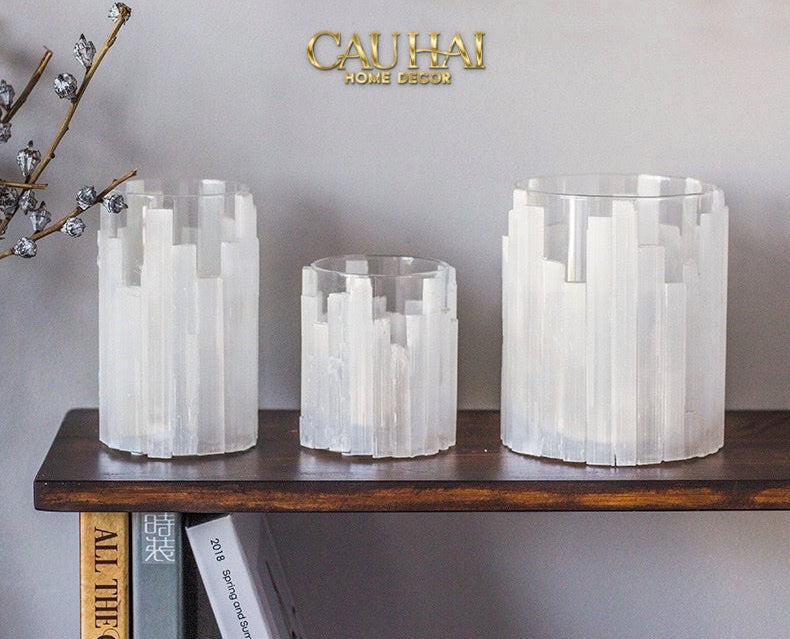 Home Couture - Bình Hoa Thạch Anh Trắng Elite Quartz Allure Gemstone Vases H30 - CẬU HAI HOME DECOR