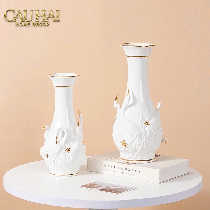 Home Couture - Bình Hoa Thiên Nga - Odette Impériale Swan Princess Vase H31 - CẬU HAI HOME DECOR