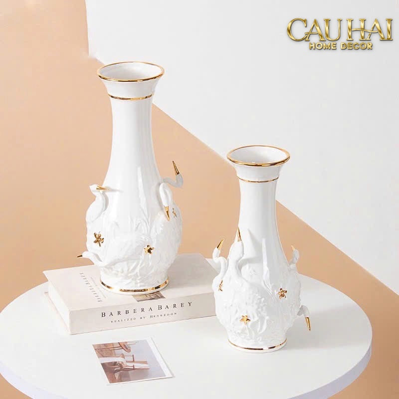 Home Couture - Bình Hoa Thiên Nga - Odette Impériale Swan Princess Vase H31 - CẬU HAI HOME DECOR