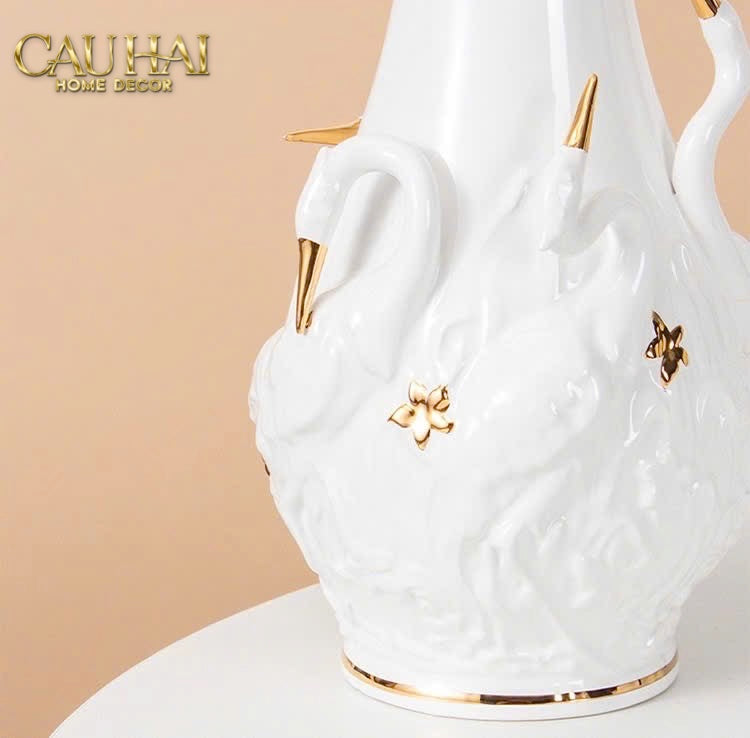 Home Couture - Bình Hoa Thiên Nga - Odette Impériale Swan Princess Vase H31 - CẬU HAI HOME DECOR