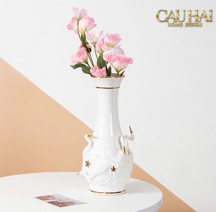 Home Couture - Bình Hoa Thiên Nga - Odette Impériale Swan Princess Vase H31 - CẬU HAI HOME DECOR