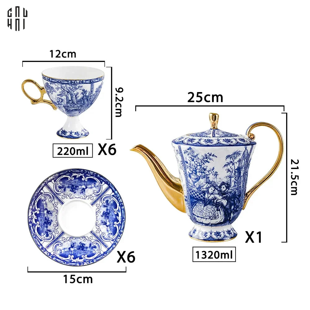 HOME COUTURE - CHINOISERIES ERA - SET BÌNH TRÀ SỨ LAM CAO CẤP ROYAL DYNASTY SS25