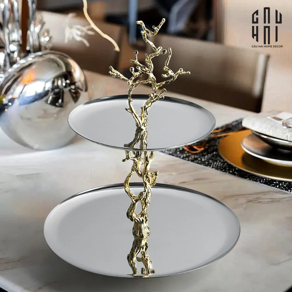 HOME COUTURE - ĐĨA 2 TẦNG PLATINUM ELYSIAN SS25-CẬU HAI HOME DECOR