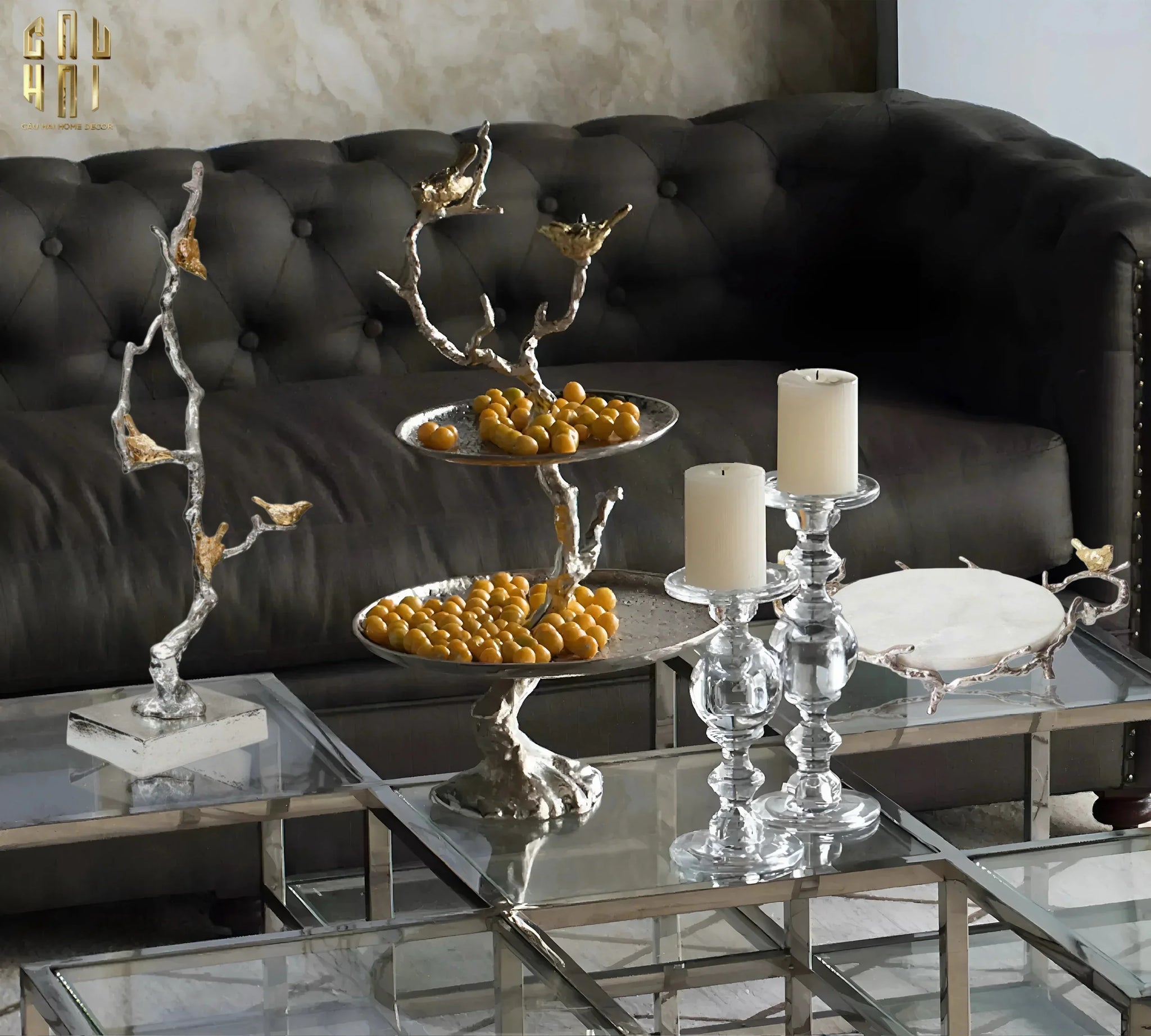 HOME COUTURE - ĐĨA TẦNG PLATINUM IMPERIAL LUXURY DISK-CẬU HAI HOME DECOR