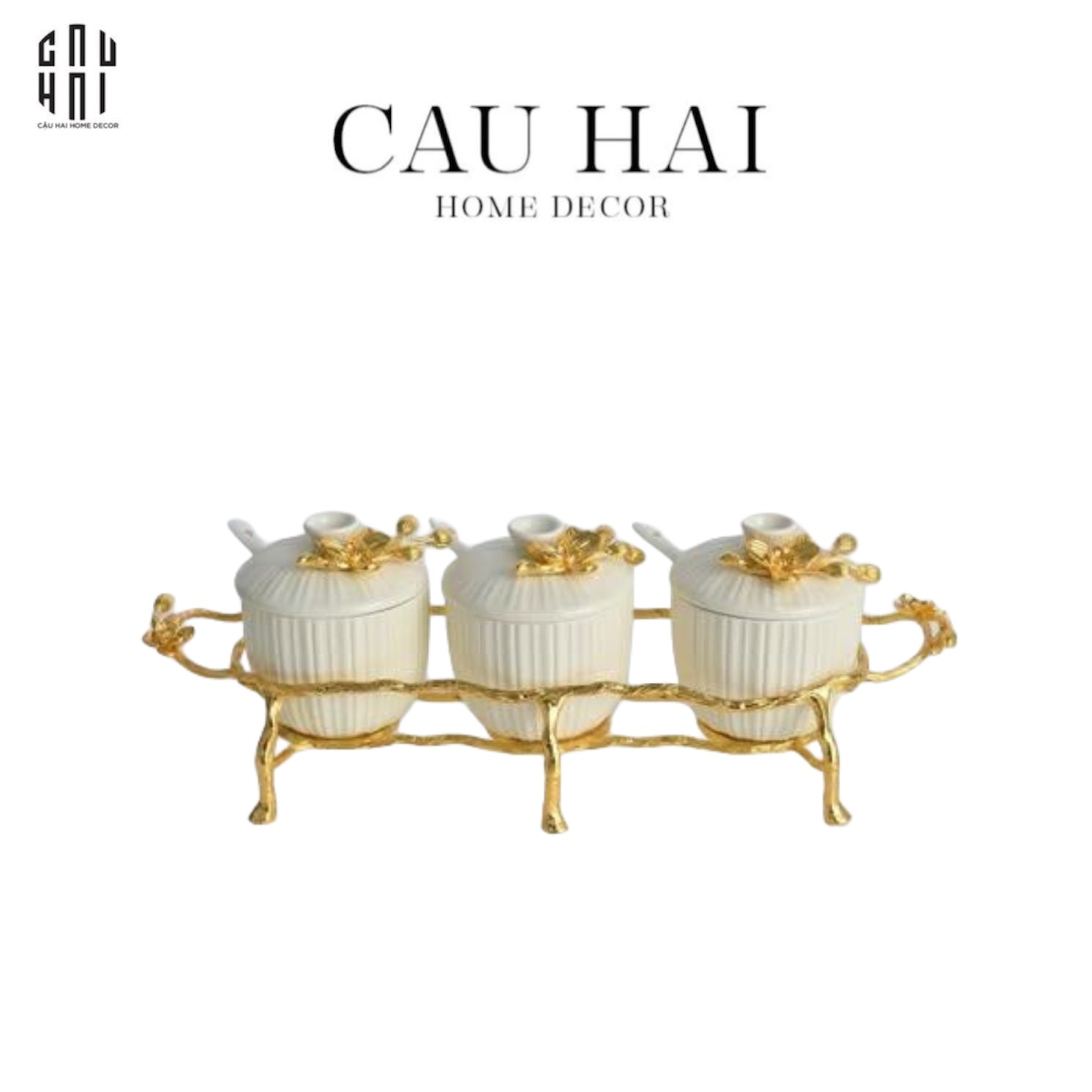 HOME COUTURE - GOLDEN BRANCH ORNAMENT TRILOGY JAR - LỌ KẸO SS25 - CẬU HAI HOME DECOR