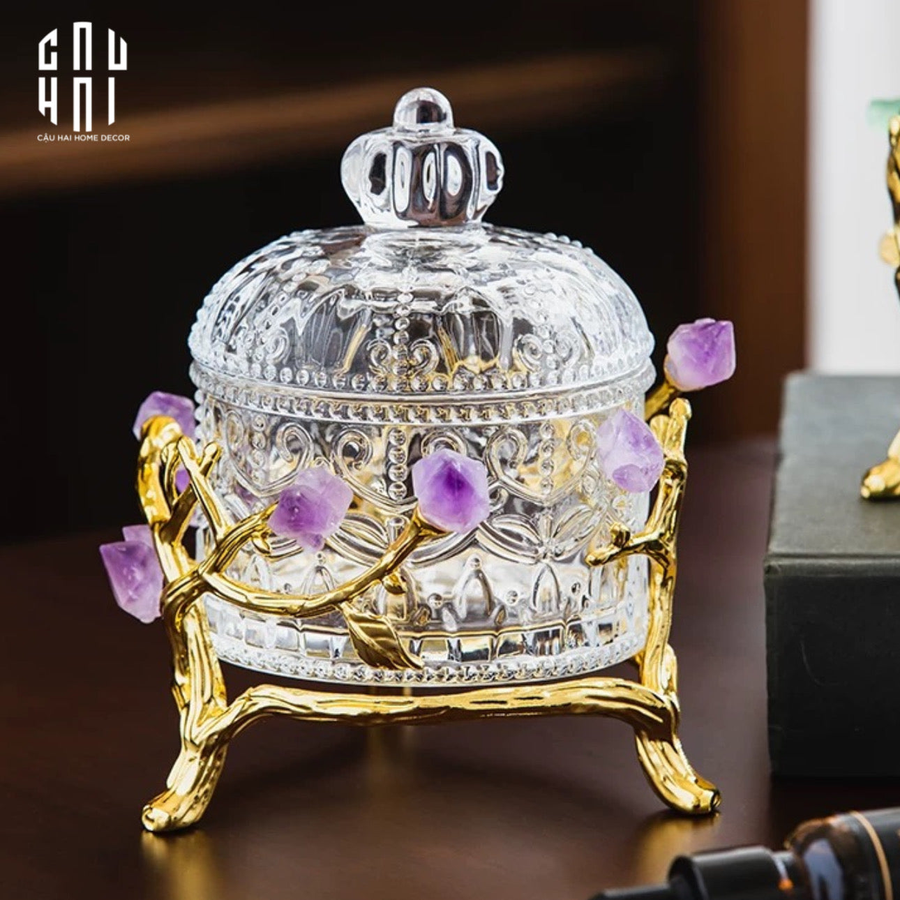 HOME COUTURE - LỌ KẸO BRASSON CRYSTAL JEWELRY DELIGHT - AMETHYST SS25 - CẬU HAI HOME DECOR