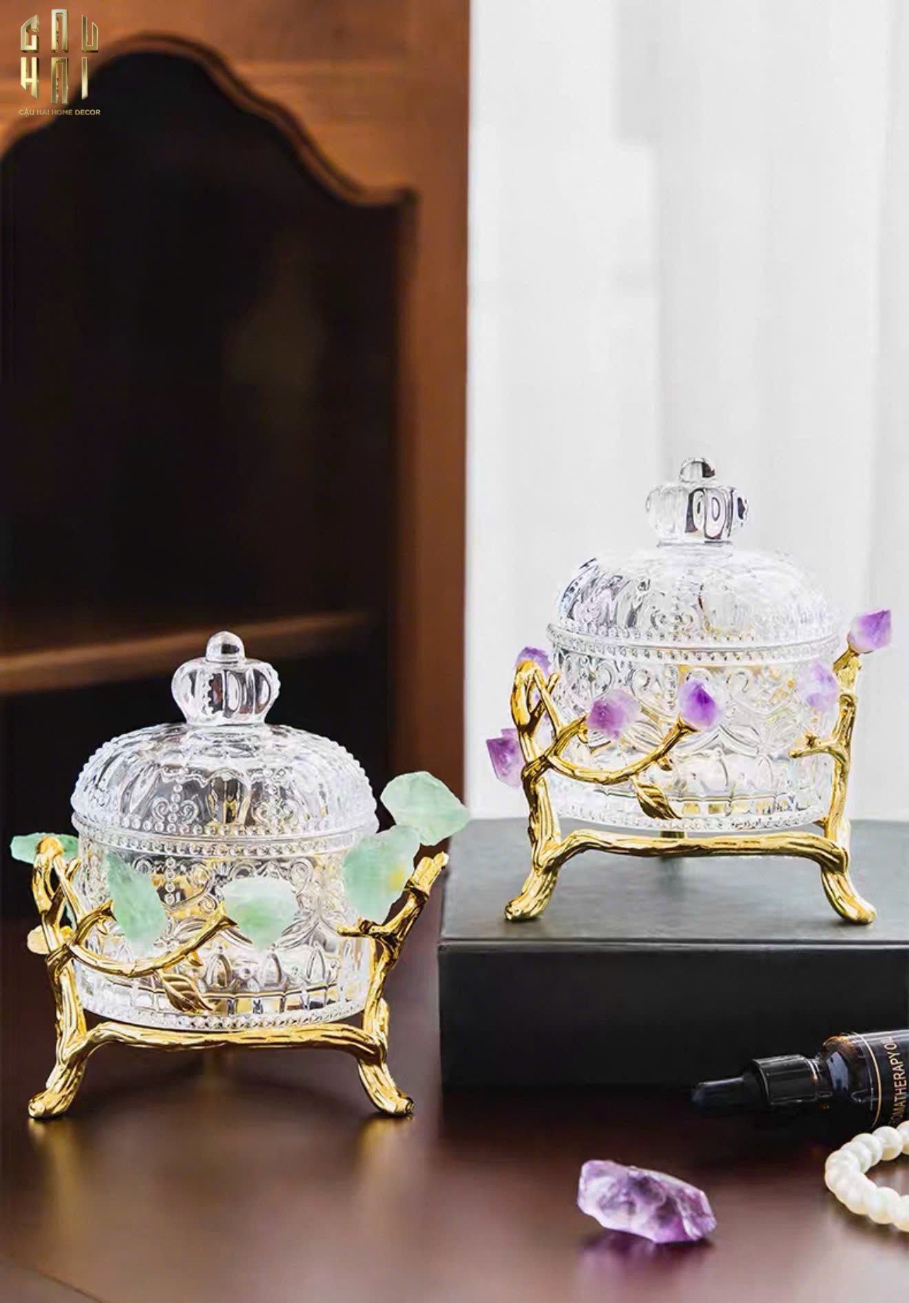 HOME COUTURE - LỌ KẸO BRASSON CRYSTAL JEWELRY DELIGHT - AMETHYST SS25 - CẬU HAI HOME DECOR
