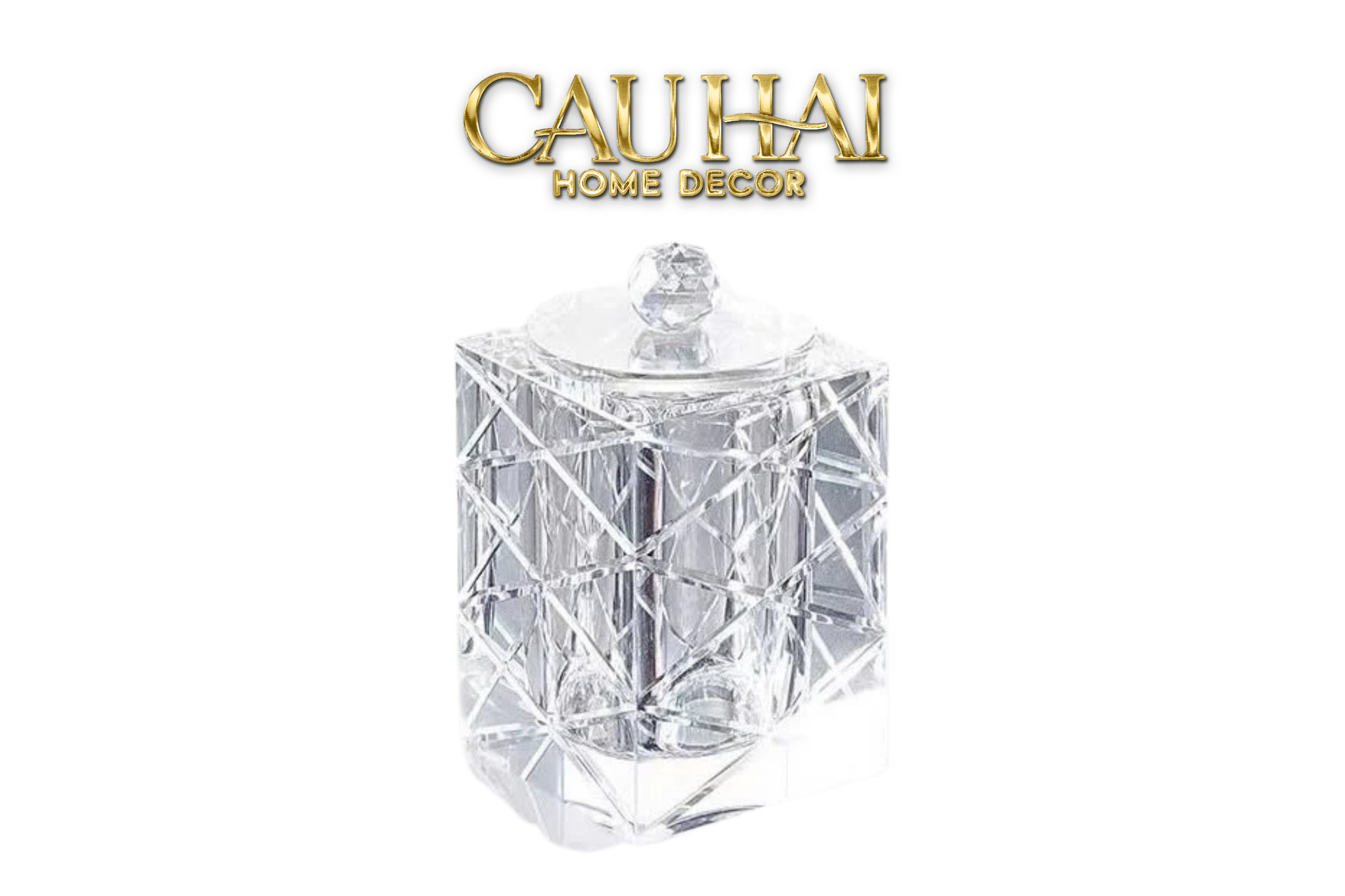 Home Couture - Lọ Tăm Bông Pha Lê Lumière Cannage Facetté Diamant Vanity - CẬU HAI HOME DECOR