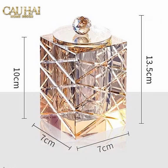 Home Couture - Lọ Tăm Bông Pha Lê Lumière Cannage Facetté Diamant Vanity - CẬU HAI HOME DECOR